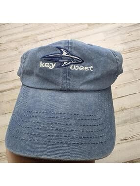 Key West Florida Low Profile Hat Cap Strap Back One Size Blue Shark Men Dad